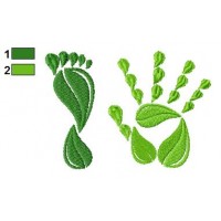 Hand and Foot Leaf Logo Embroidery Design